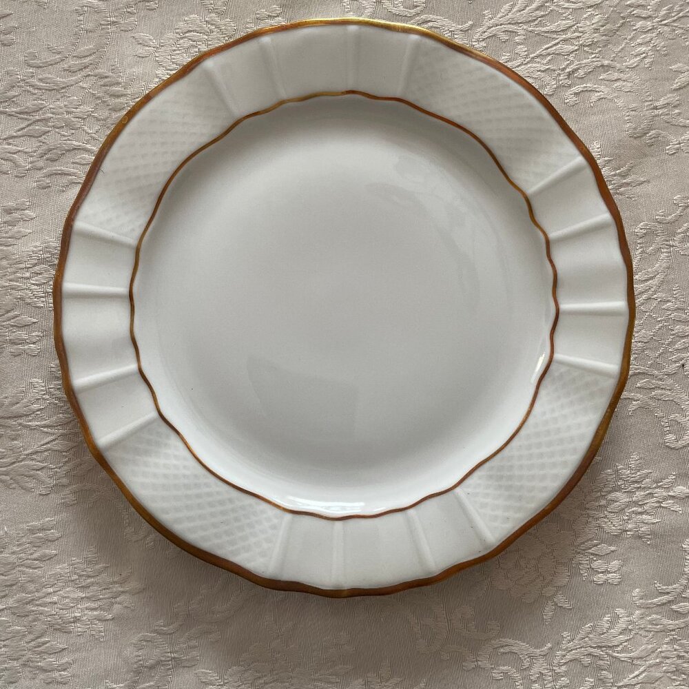 Set of 6 Bernardaud Limoges France Malmaison Bread Plates 8 1/2" Gold Trim